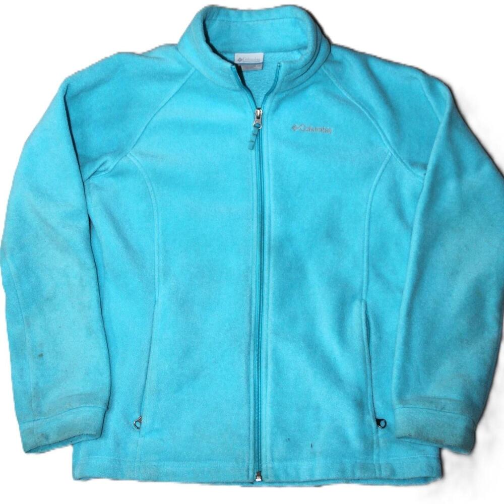 Columbia Jacket Womens L Blue Fleece Full Zip Pockets Lightweight Hiking